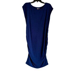 Gap Maternity Short Sleeve Casual Midi Dress Shirred Medium Blue Women's